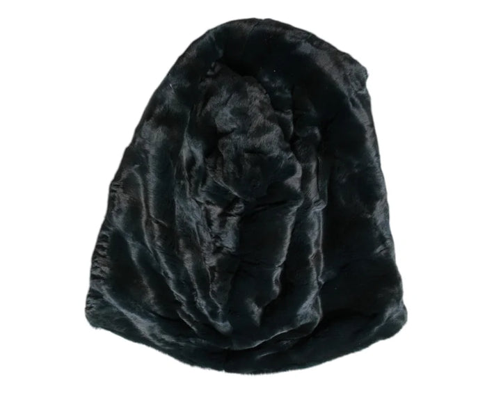 Dolce &amp; Gabbana Black Weasel Fur Womens Beanie Hat