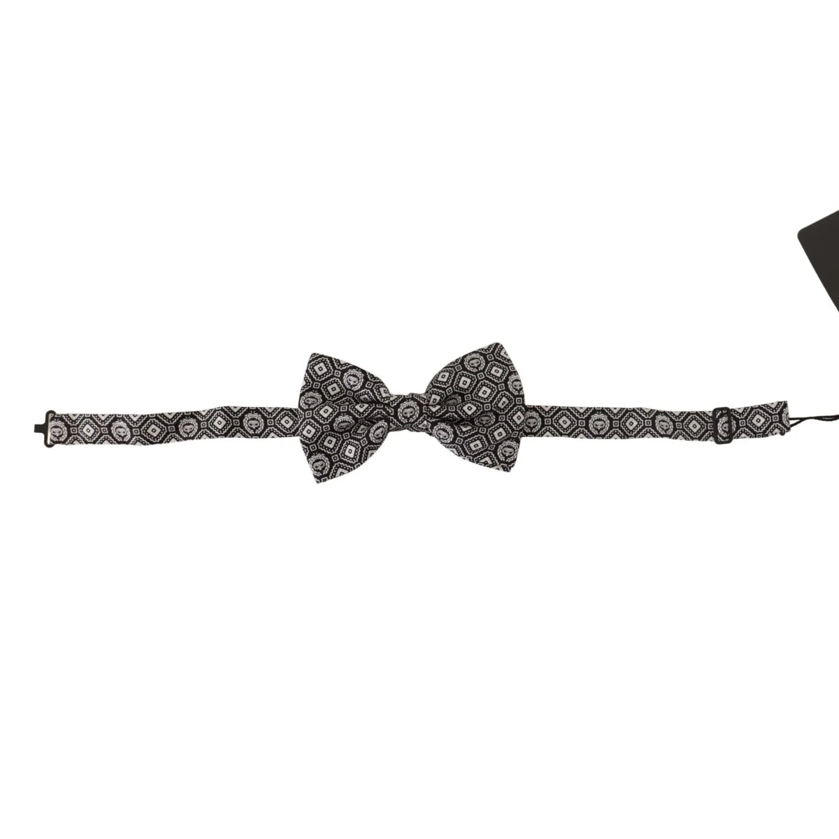 Dolce & Gabbana Black white 100% Silk Adjustable Neck Papillon Tie