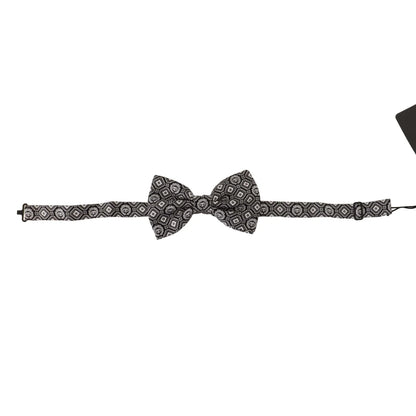 Dolce & Gabbana Black white 100% Silk Adjustable Neck Papillon Tie