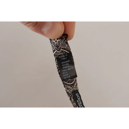 Dolce & Gabbana Black white 100% Silk Adjustable Neck Papillon Tie