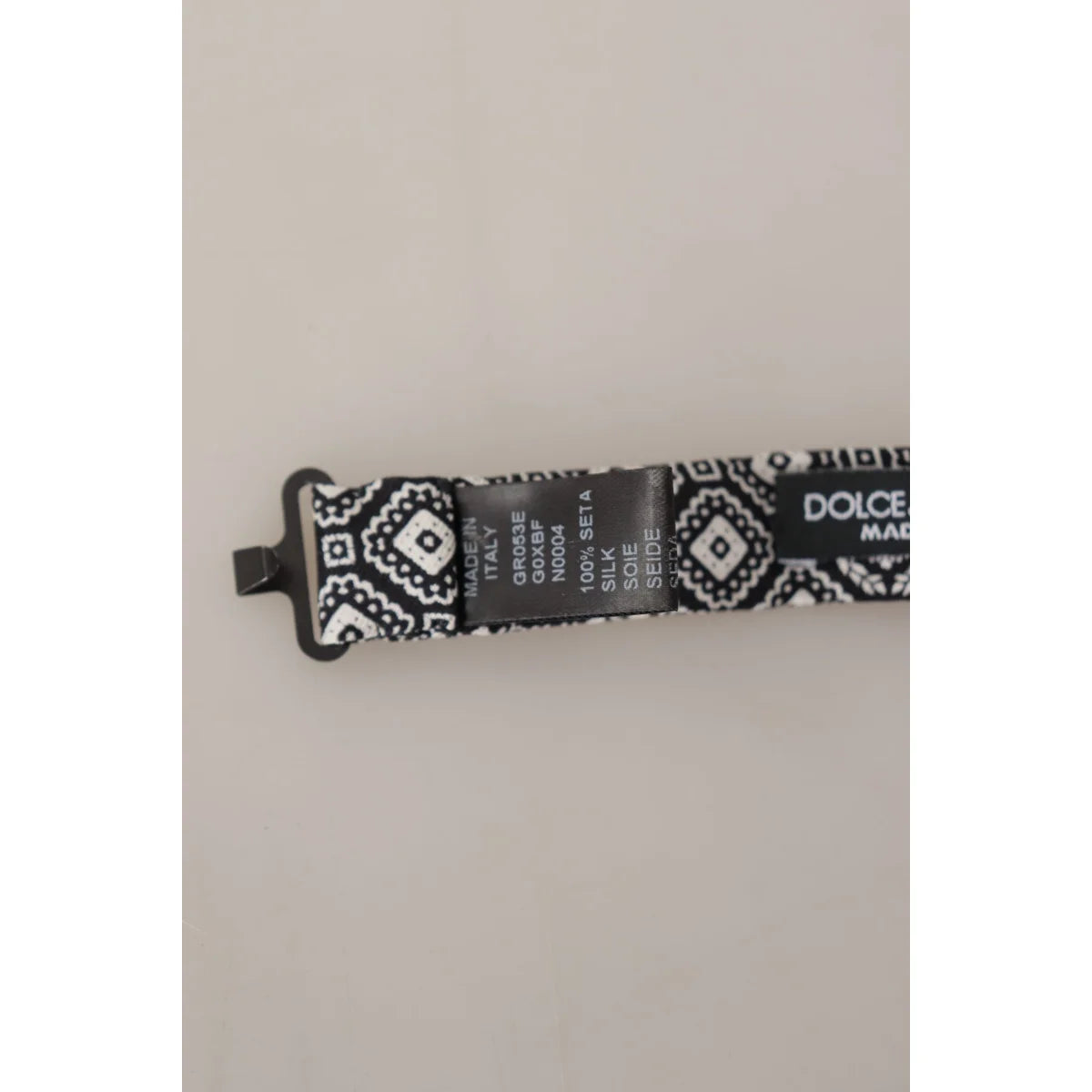Dolce & Gabbana Black white 100% Silk Adjustable Neck Papillon Tie