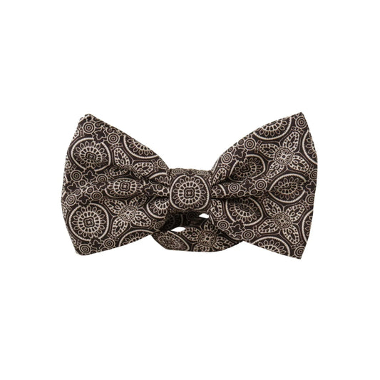 Dolce & Gabbana Black white 100% Silk Adjustable Neck Papillon Tie