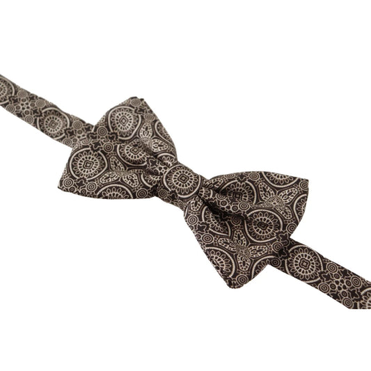 Dolce & Gabbana Black white 100% Silk Adjustable Neck Papillon Tie