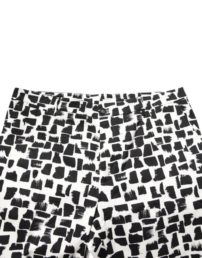 Dolce &amp; Gabbana Black White Abstract Print Cotton Blend Pants
