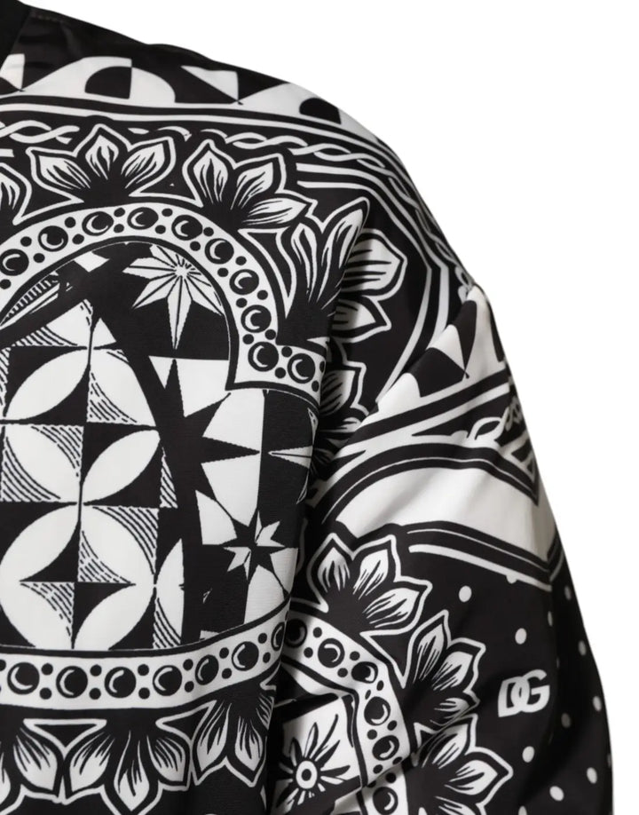 Dolce &amp; Gabbana Black White BandanaPrint Men Bomber Jacket