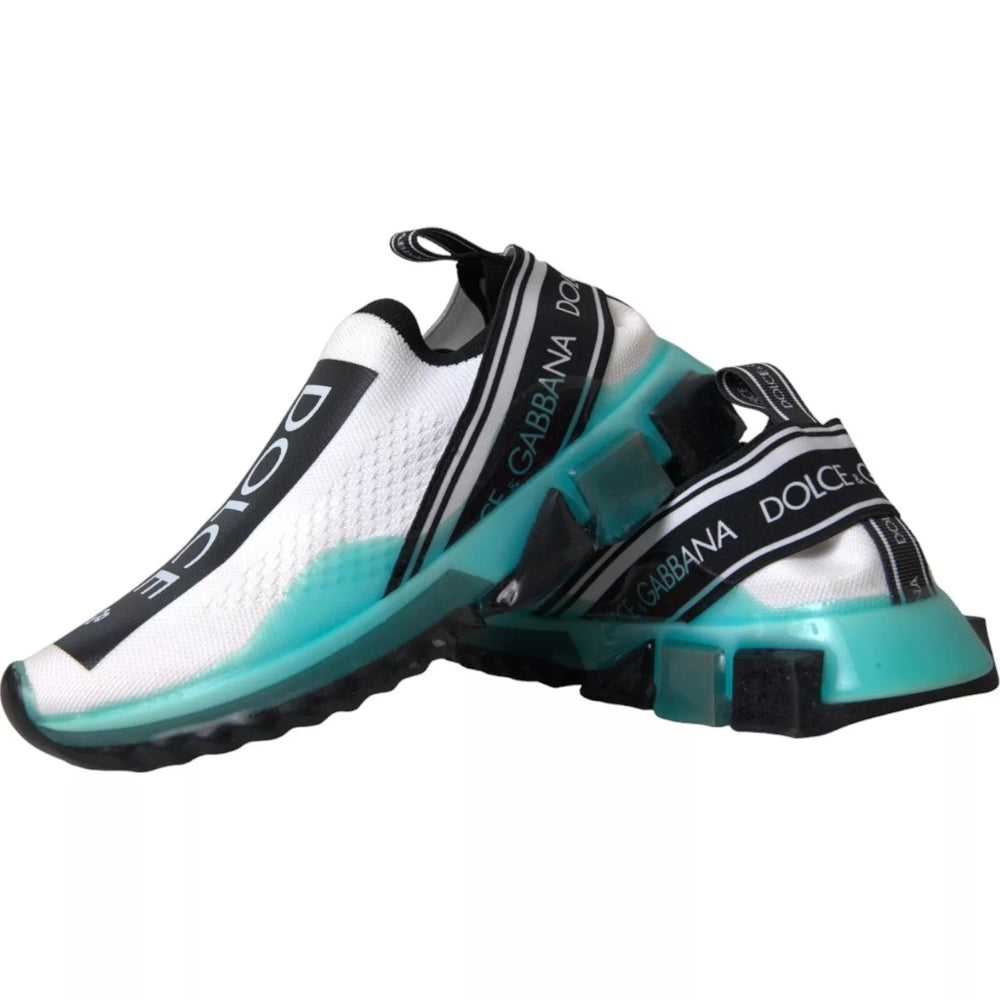Dolce & Gabbana Black White Blue Slip on Sorrento Sneakers