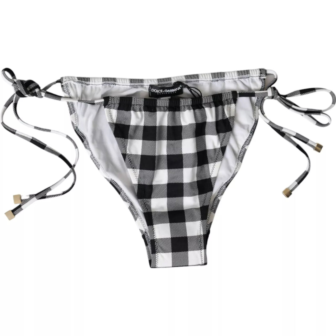 Dolce &amp; Gabbana Black White Check Swimwear Beachwear Bottom Bikini - Women’s Classic Bikinis