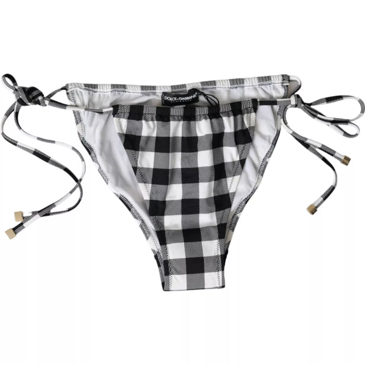 Dolce &amp; Gabbana Black White Check Swimwear Beachwear Bottom Bikini - Women’s Classic Bikinis