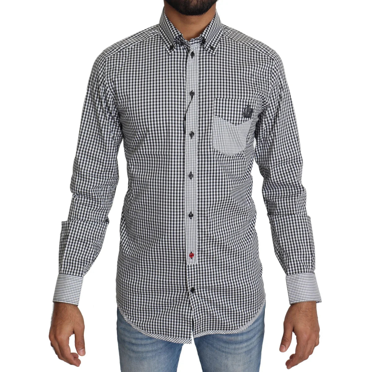 Dolce & Gabbana Black White Checkered Casual Shirt
