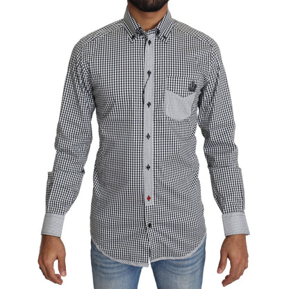 Dolce & Gabbana Black White Checkered Casual Shirt
