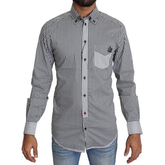 Dolce & Gabbana Black White Checkered Casual Shirt