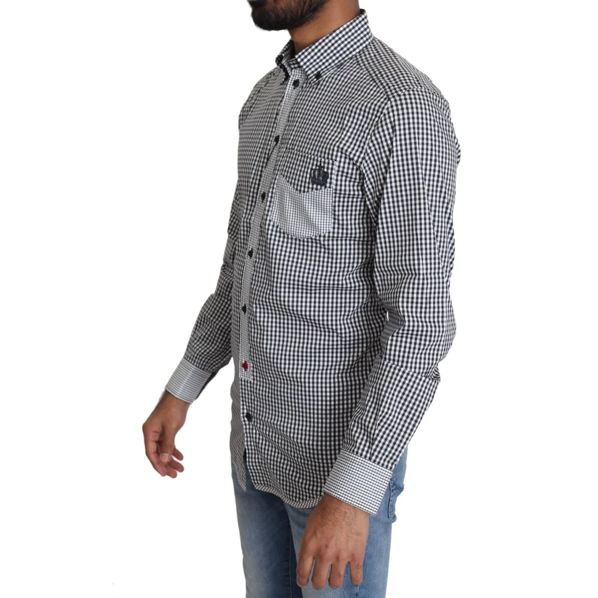 Dolce & Gabbana Black White Checkered Casual Shirt