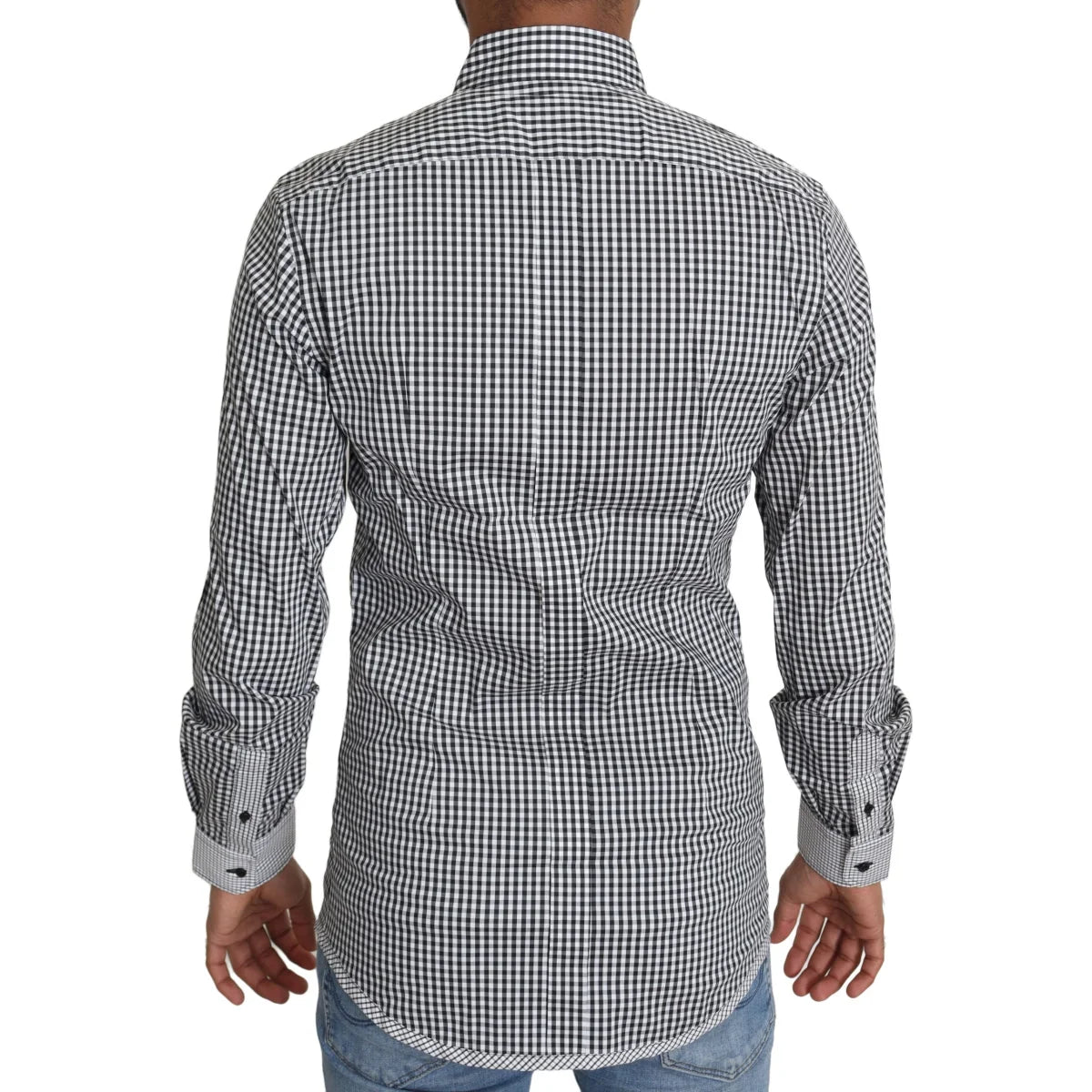 Dolce & Gabbana Black White Checkered Casual Shirt