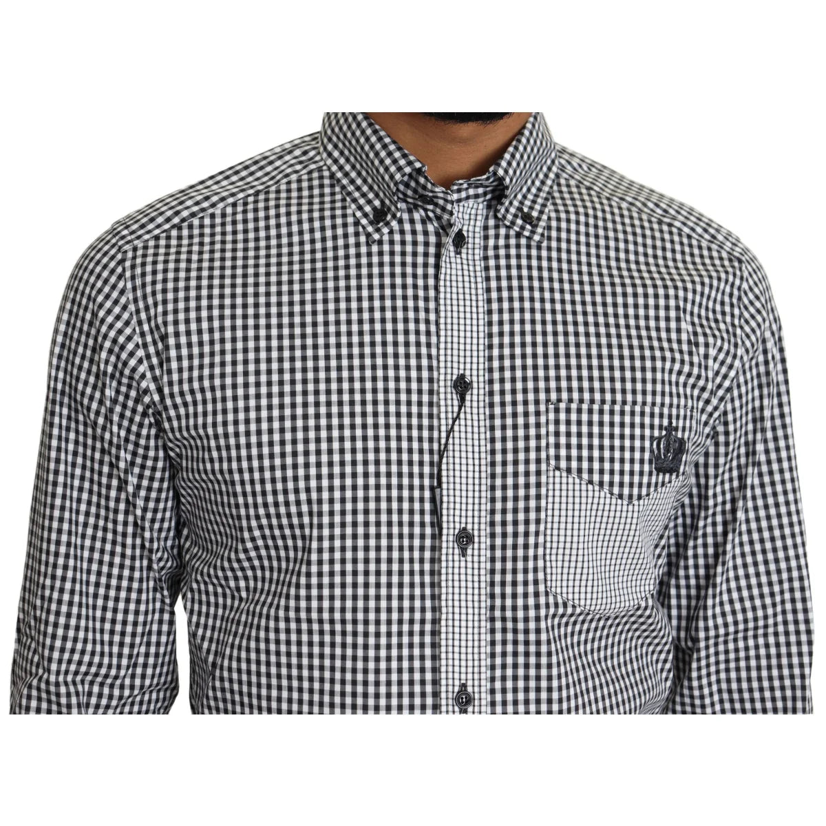 Dolce & Gabbana Black White Checkered Casual Shirt