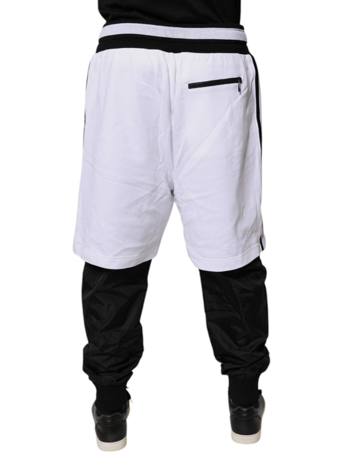 Dolce &amp; Gabbana Black White Cotton Layered Sweatpants Pants