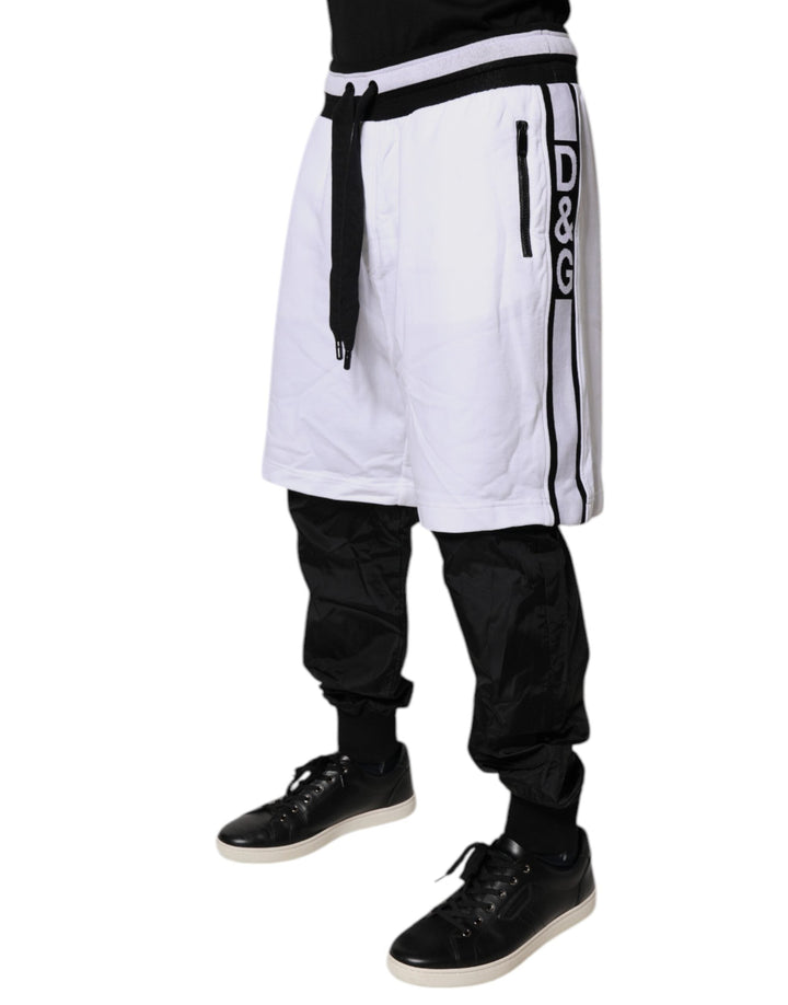Dolce &amp; Gabbana Black White Cotton Layered Sweatpants Pants