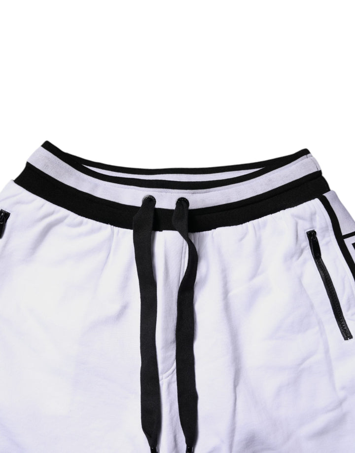 Dolce &amp; Gabbana Black White Cotton Layered Sweatpants Pants