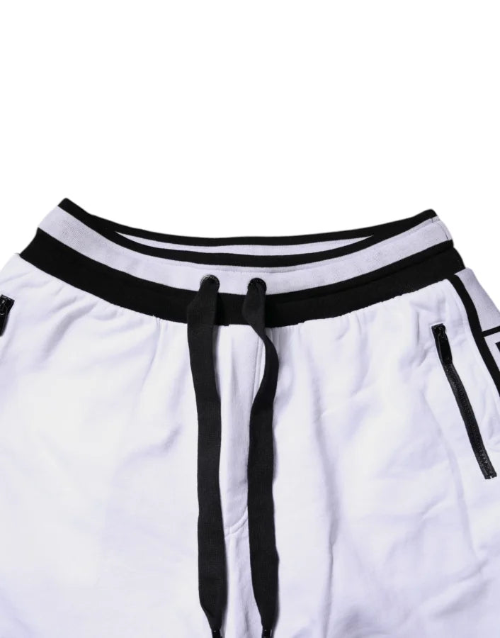 Dolce &amp; Gabbana Black White Cotton Layered Sweatpants Pants