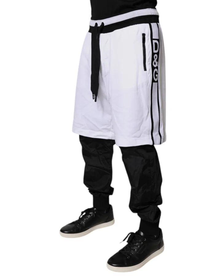 Dolce &amp; Gabbana Black White Cotton Layered Sweatpants Pants