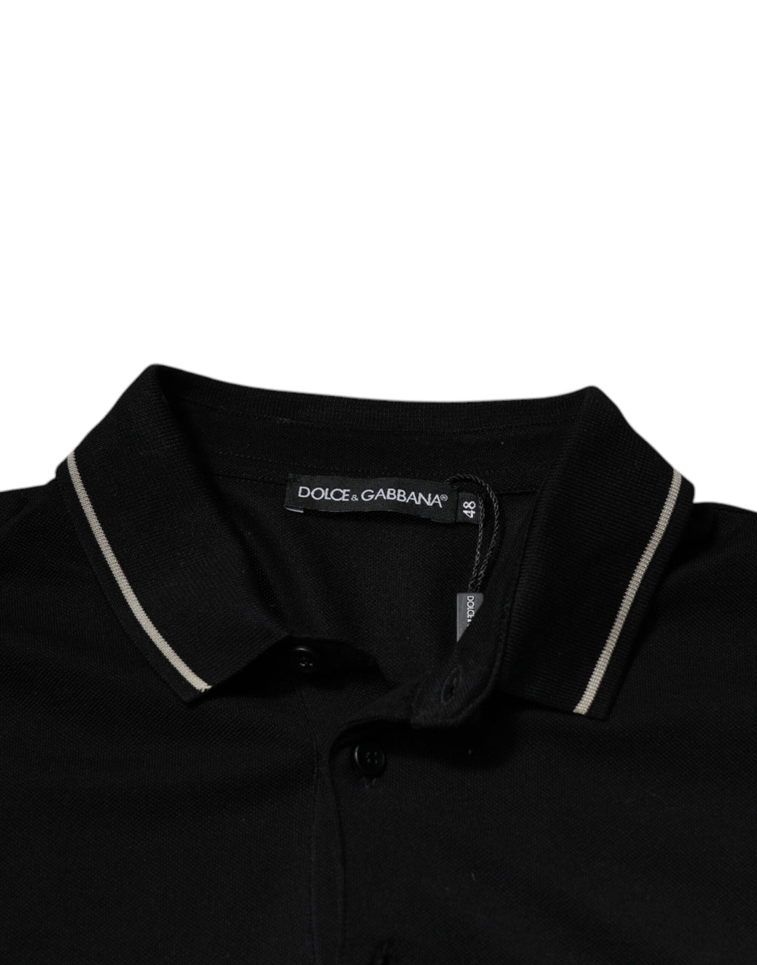 Dolce &amp; Gabbana Black White Cotton Short Sleeves Polo T-shirt