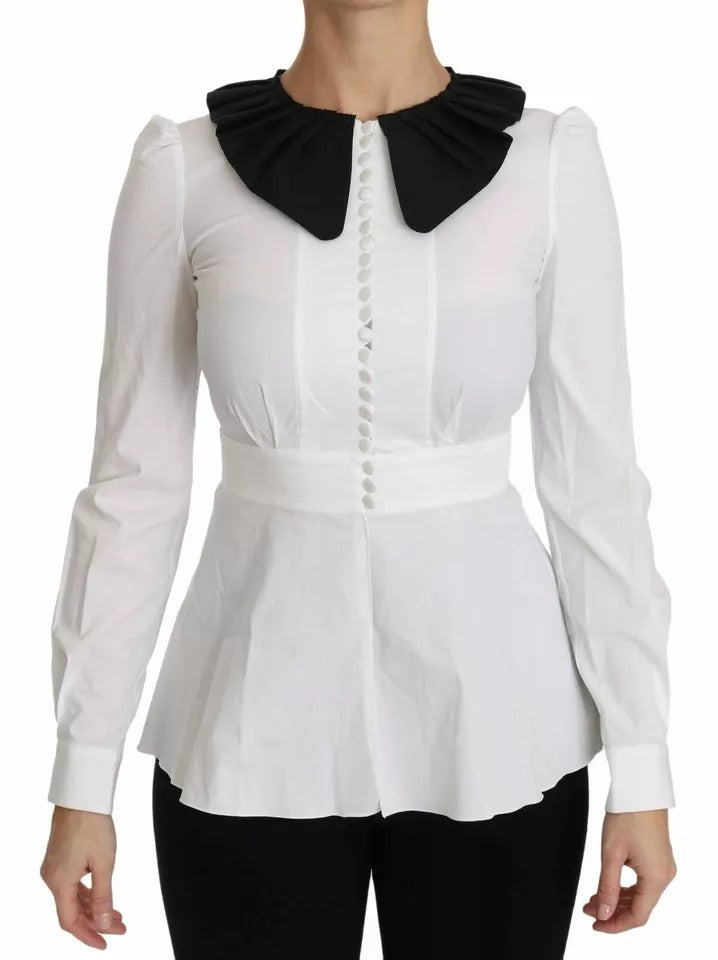 Dolce &amp; Gabbana Blouses - Women’s Black White Decorative Buttons Tops Shirt Blouse