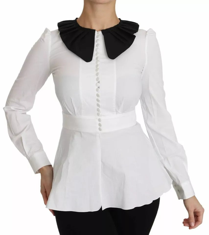 Dolce &amp; Gabbana Blouses - Women’s Black White Decorative Buttons Tops Shirt Blouse