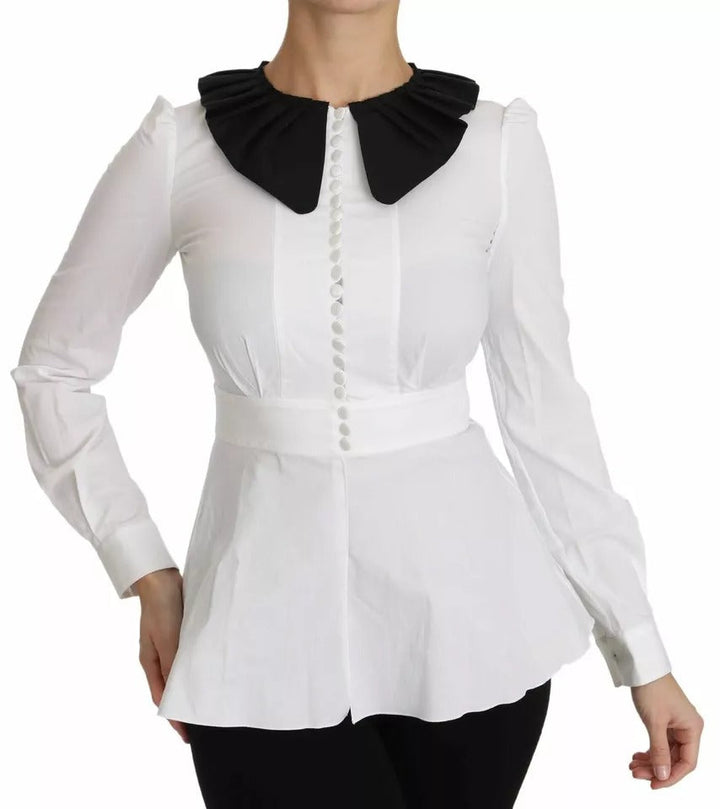 Dolce &amp; Gabbana Blouses - Women’s Black White Decorative Buttons Tops Shirt Blouse