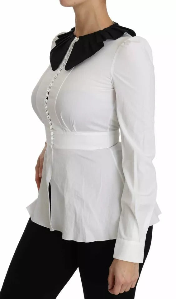 Dolce &amp; Gabbana Blouses - Women’s Black White Decorative Buttons Tops Shirt Blouse