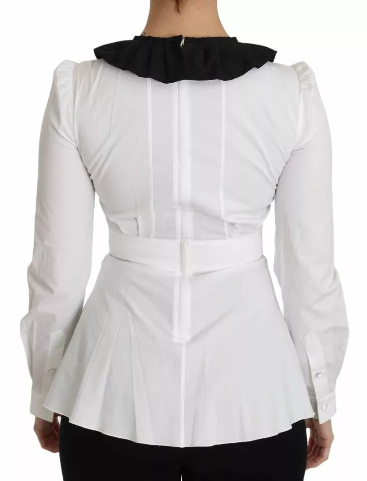 Dolce &amp; Gabbana Blouses - Women’s Black White Decorative Buttons Tops Shirt Blouse