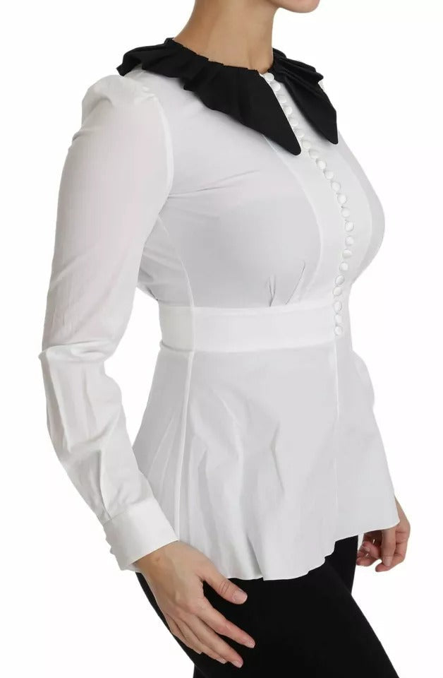 Dolce &amp; Gabbana Blouses - Women’s Black White Decorative Buttons Tops Shirt Blouse