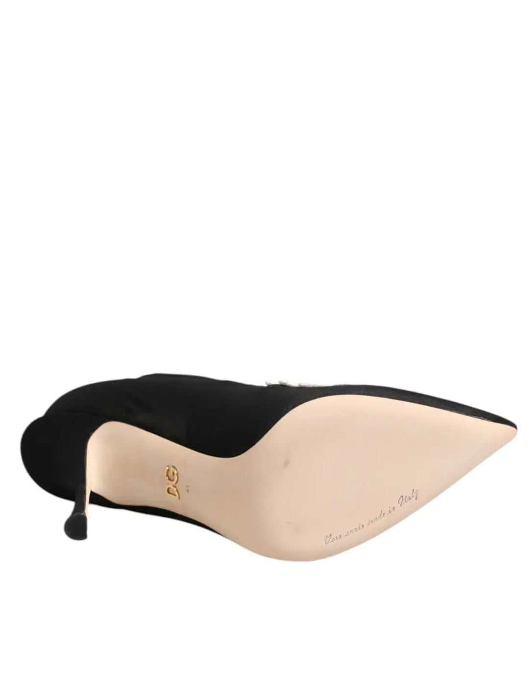 Dolce &amp; Gabbana Black White Embroidered Jersey Stiletto Boots Shoes