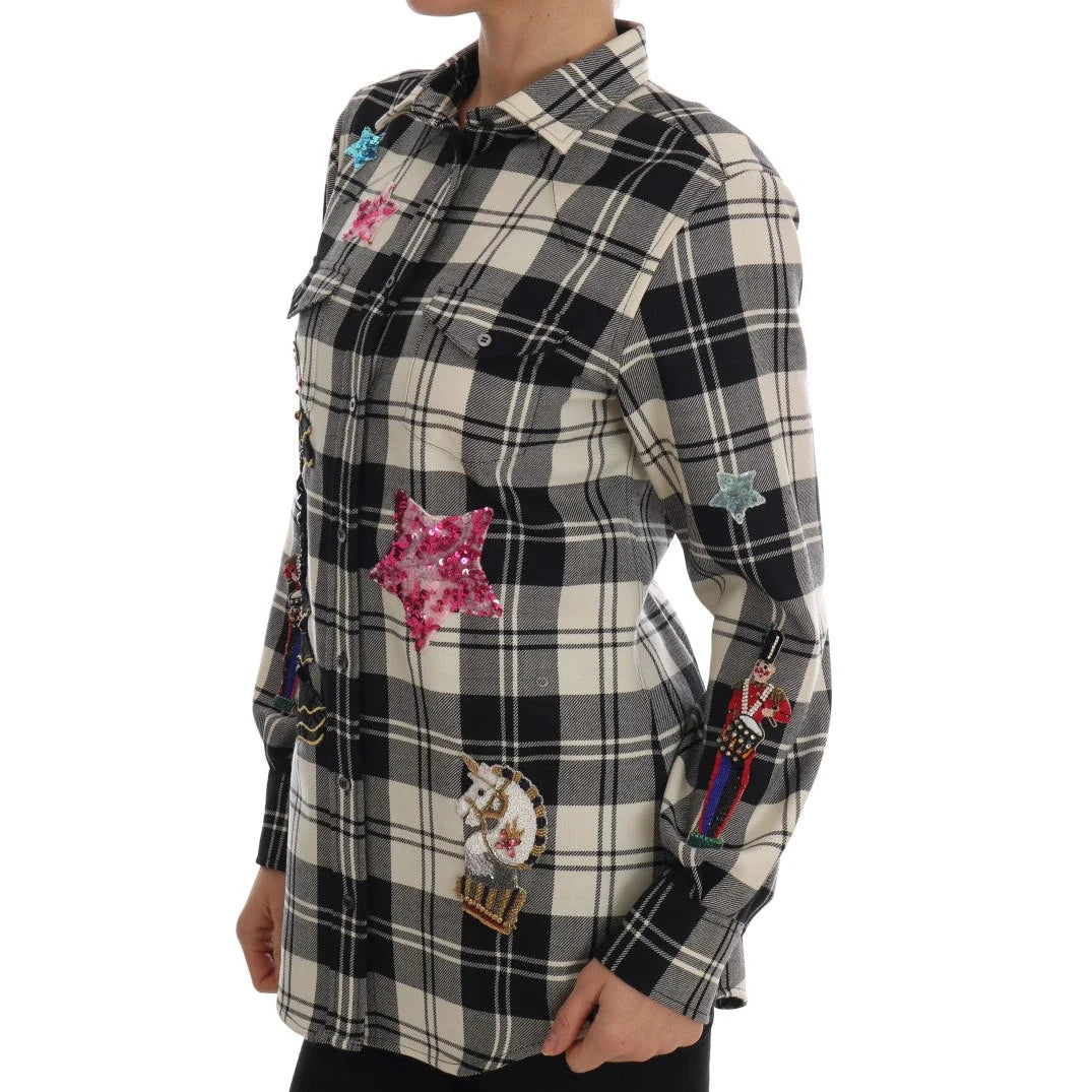 Dolce & Gabbana Black White Fairy Tale Crystal Shirt