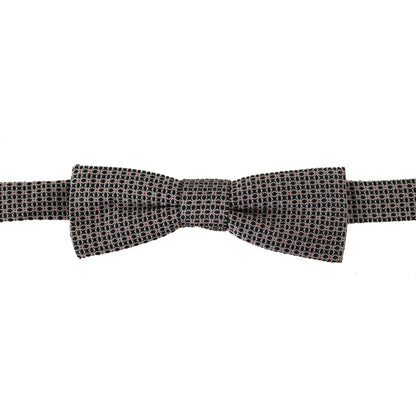 Dolce & Gabbana Black White Flower Pattern Silk Neck Papillon Tie