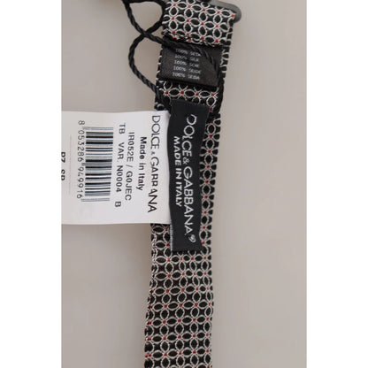Dolce & Gabbana Black White Flower Pattern Silk Neck Papillon Tie