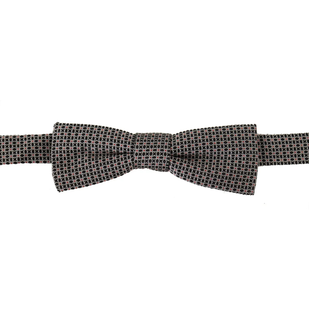 Dolce & Gabbana Black White Flower Pattern Silk Neck Papillon Tie