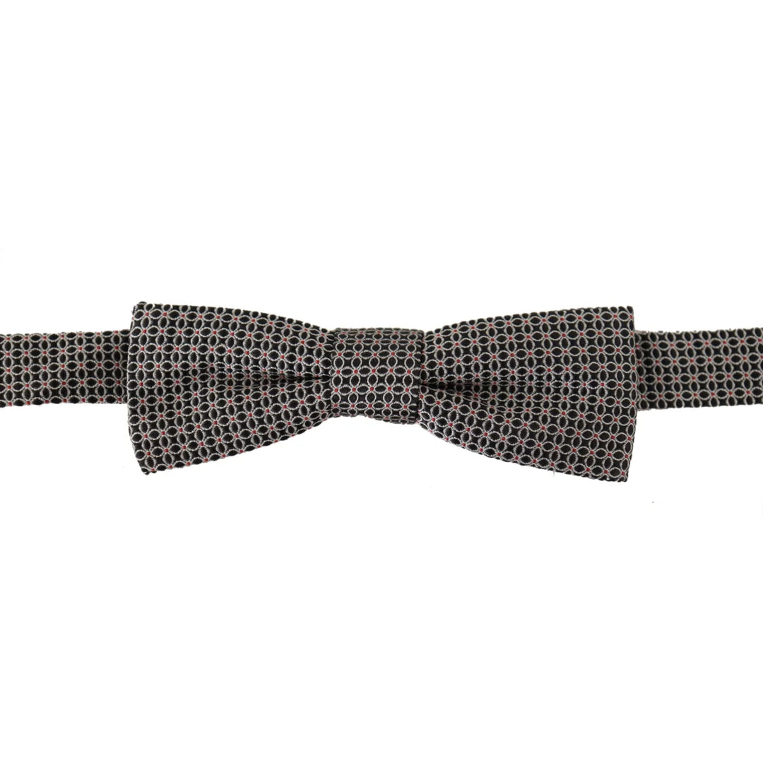 Dolce & Gabbana Black White Flower Pattern Silk Neck Papillon Tie