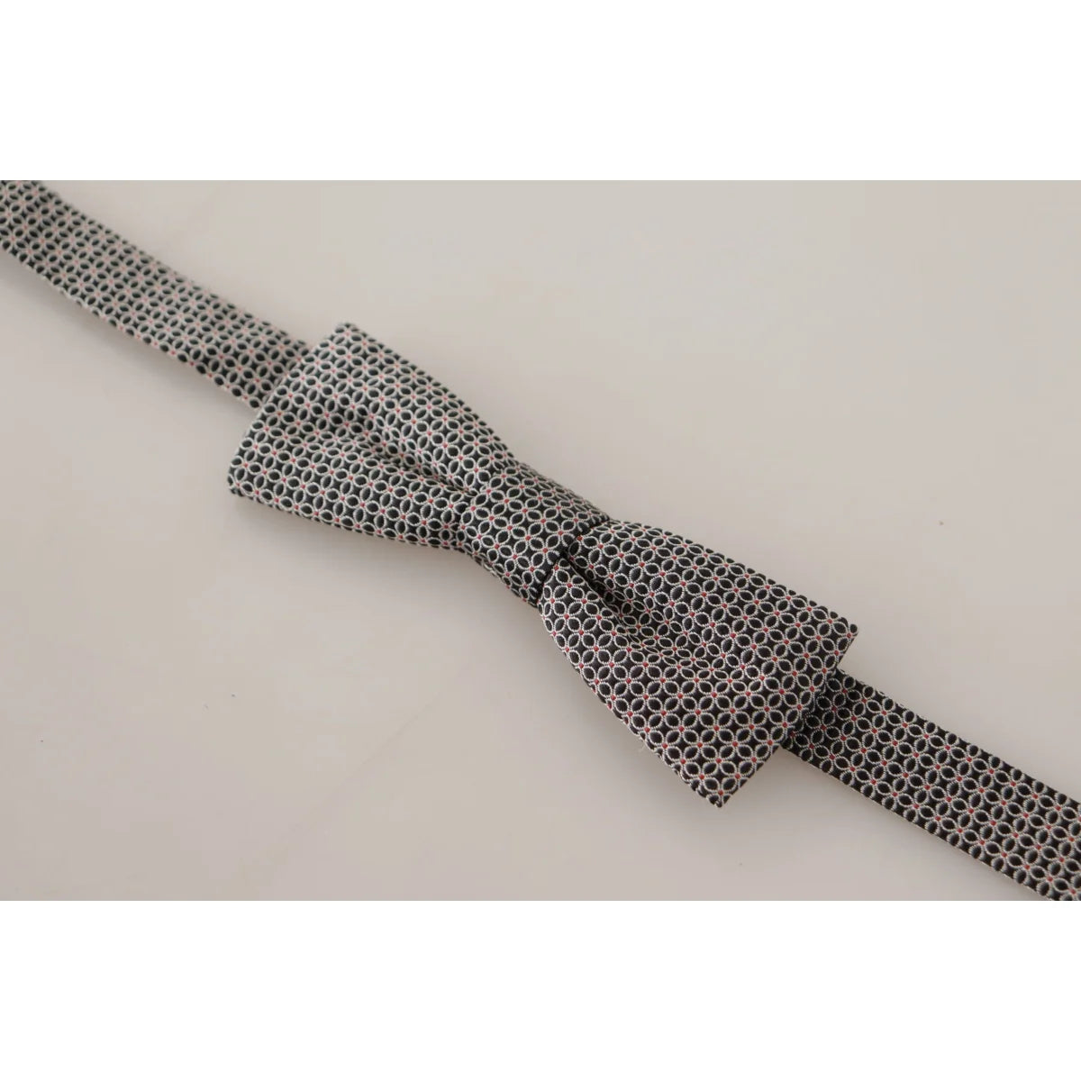 Dolce & Gabbana Black White Flower Pattern Silk Neck Papillon Tie