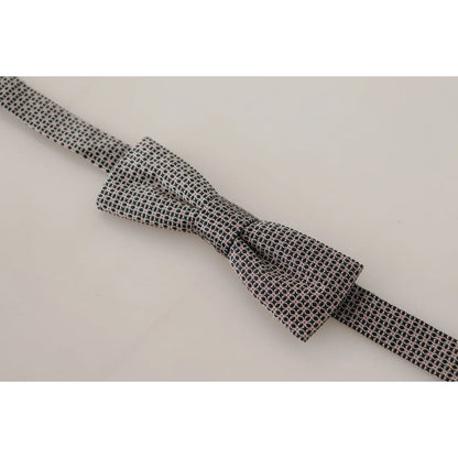 Dolce & Gabbana Black White Flower Pattern Silk Neck Papillon Tie