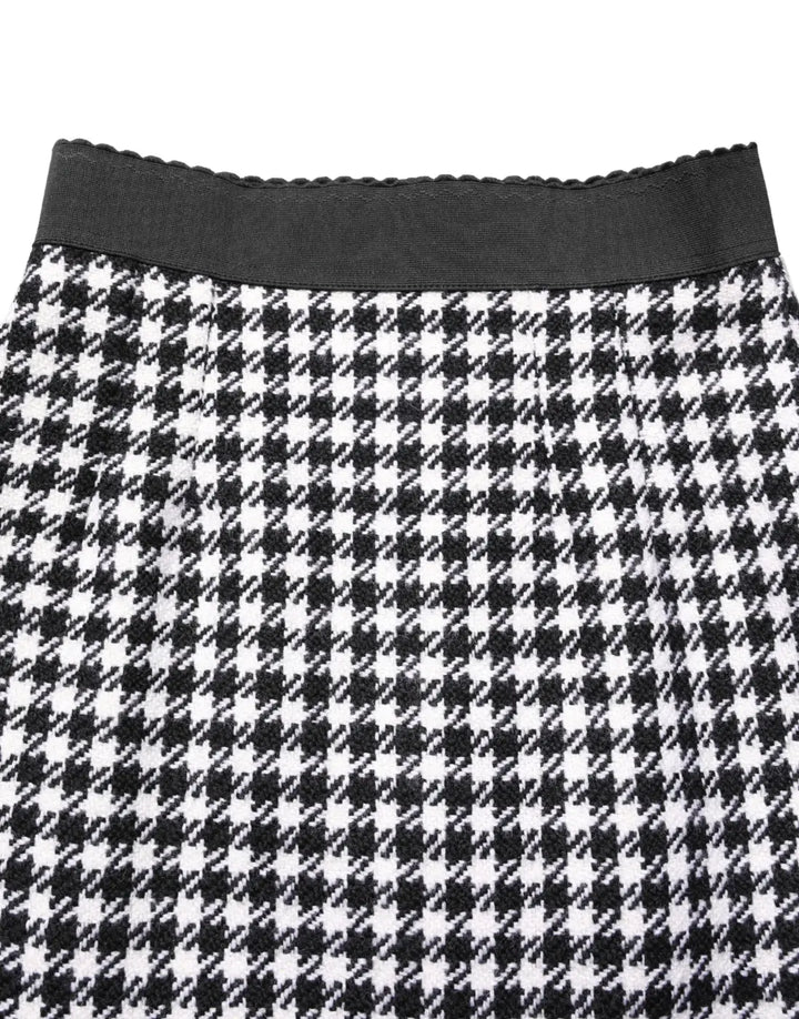 Dolce &amp; Gabbana Black White Houndstooth HighWaist Mini Skirt