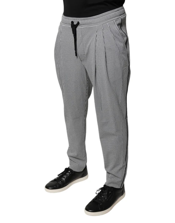 Dolce &amp; Gabbana Black White Houndstooth Skinny Dress Pants