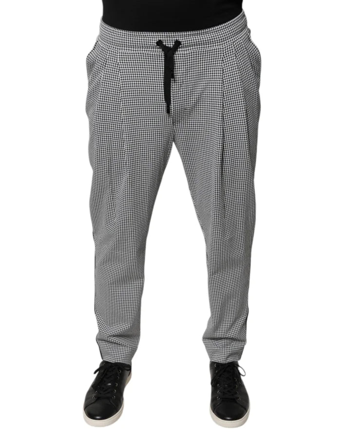 Dolce &amp; Gabbana Black White Houndstooth Skinny Dress Pants