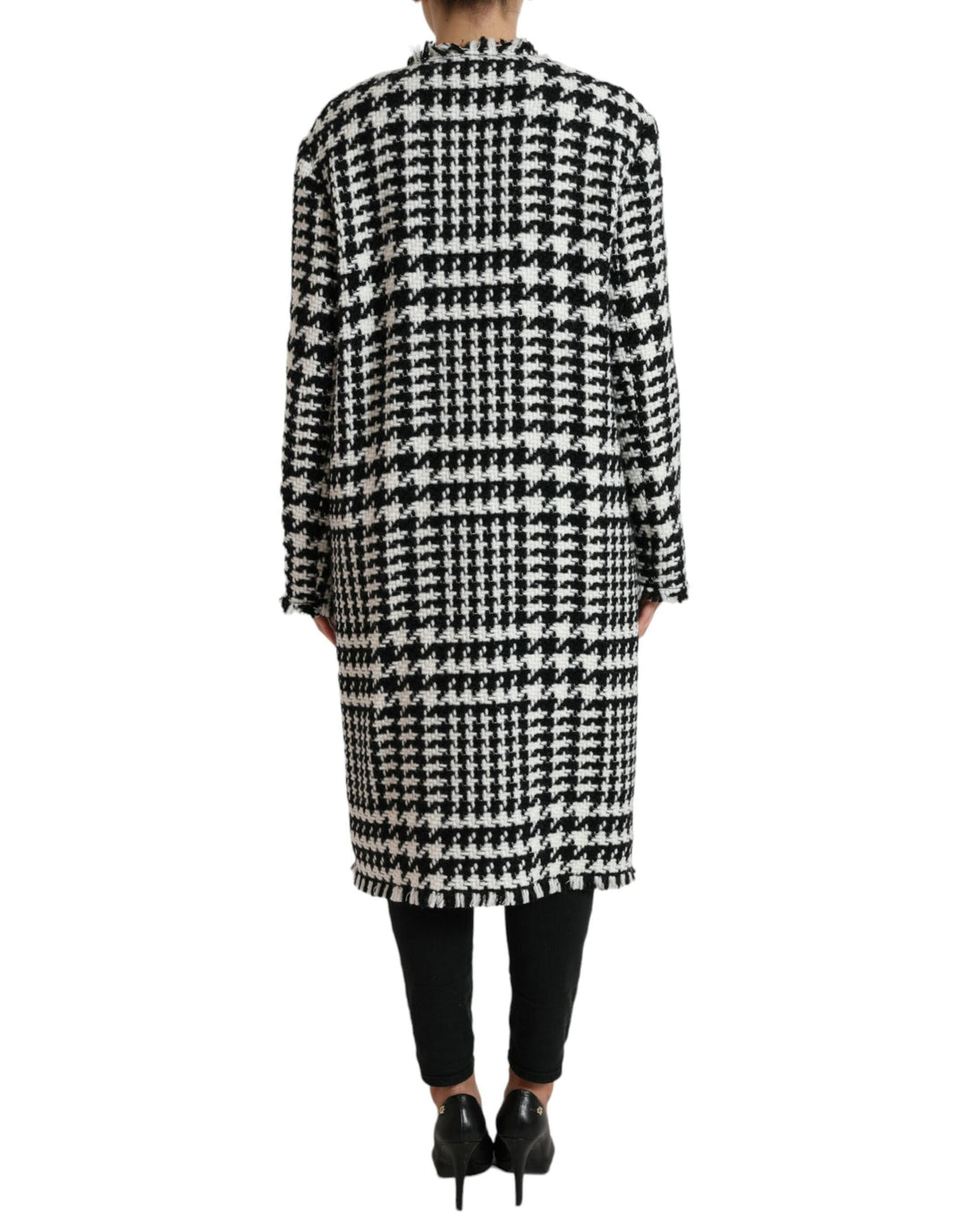 Dolce &amp; Gabbana Trench Coats - Black White Houndstooth Coat Jacket