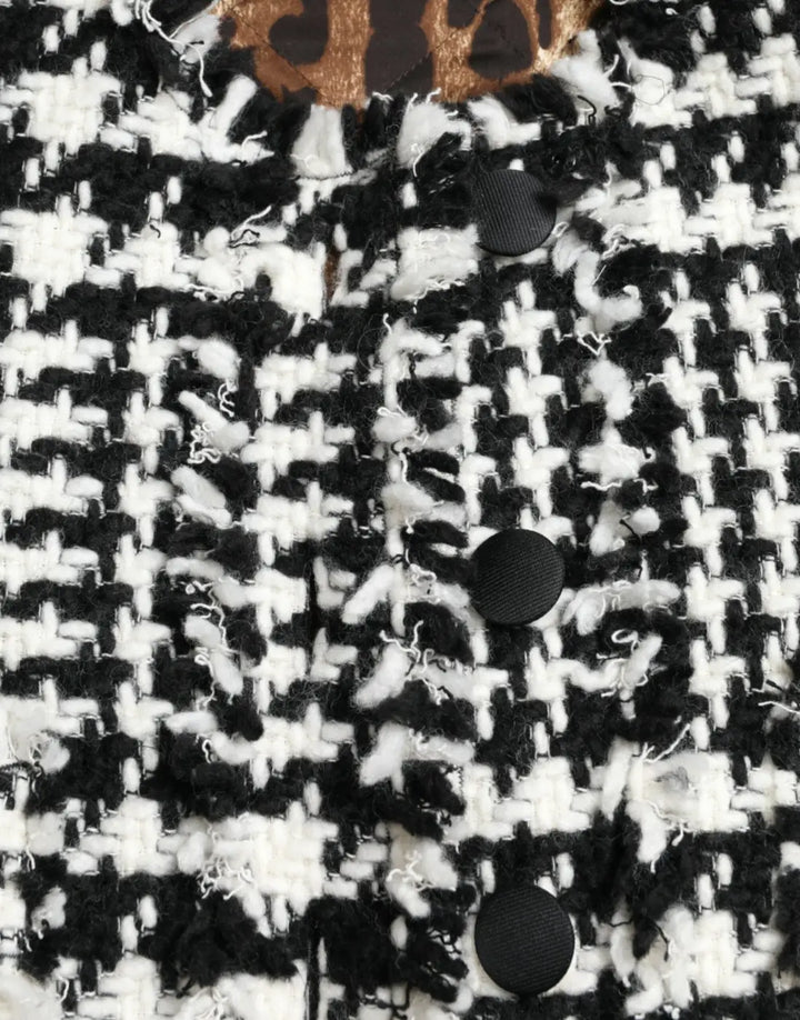Dolce &amp; Gabbana Black White Houndstooth Trench Coat Jacket