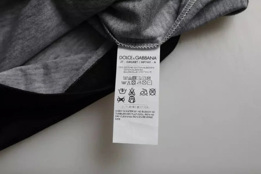 Dolce &amp; Gabbana Black White Jazz Print Cotton Short Sleeves T-shirt