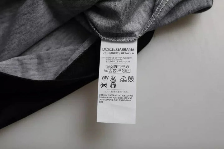 Dolce &amp; Gabbana Black White Jazz Print Cotton Short Sleeves T-shirt