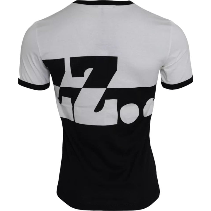 Dolce &amp; Gabbana Black White Jazz Print Cotton Short Sleeves T-shirt