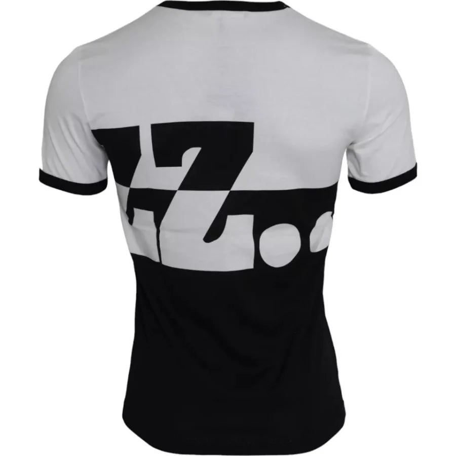 Dolce &amp; Gabbana Black White Jazz Print Cotton Short Sleeves T-shirt