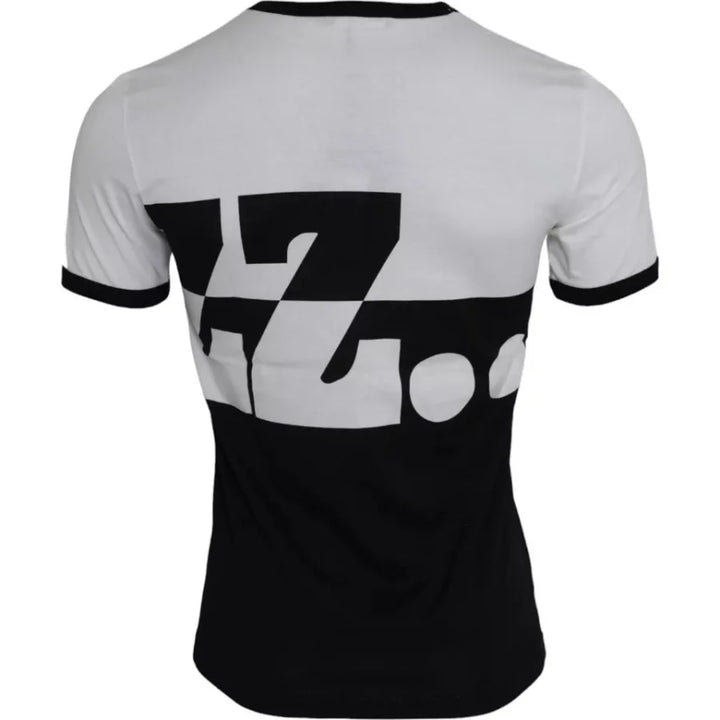 Dolce &amp; Gabbana Black White Jazz Print Cotton Short Sleeves T-shirt