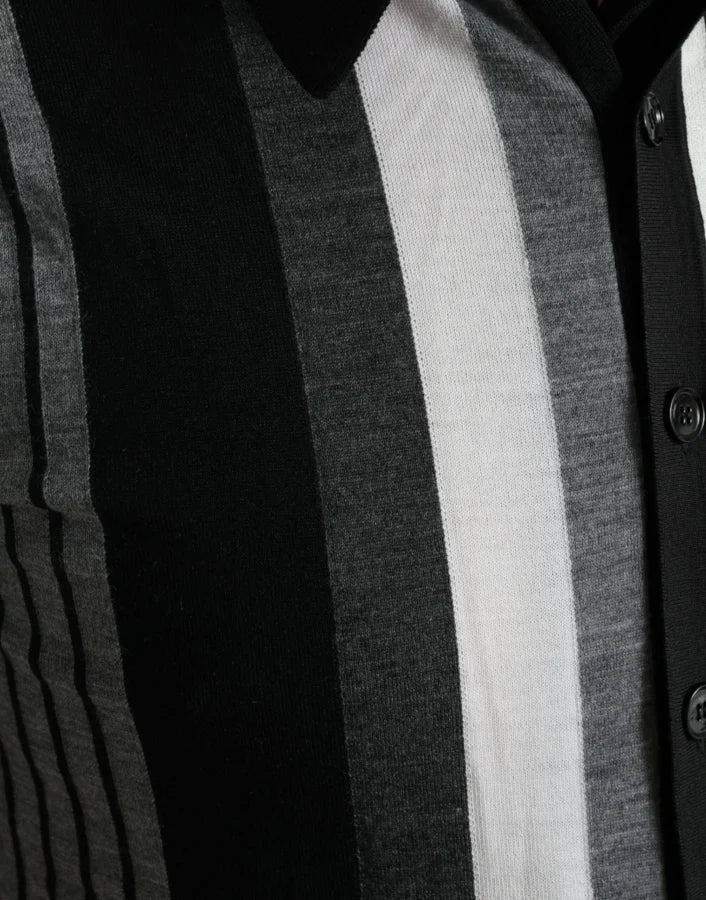 Dolce &amp; Gabbana Black White Jumper Cardigan Polo Sweater