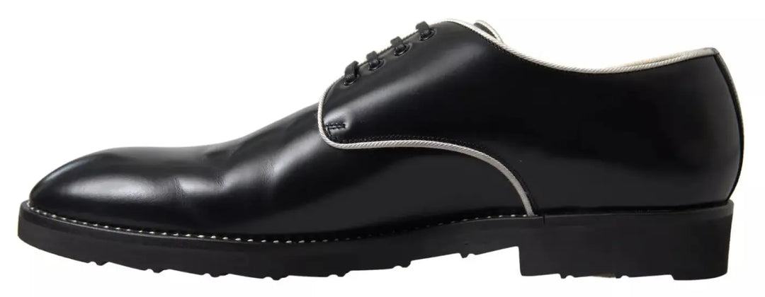 Dolce &amp; Gabbana Black White Leather Formal Dress Shoes